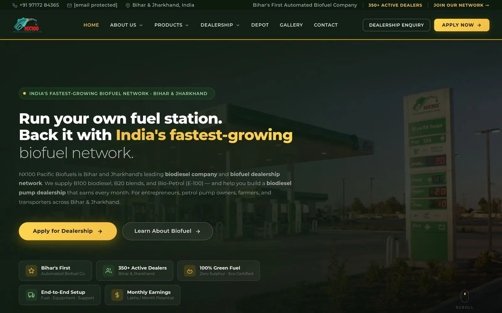 NX100 Pacific Biofuels Pvt. Ltd. — live site